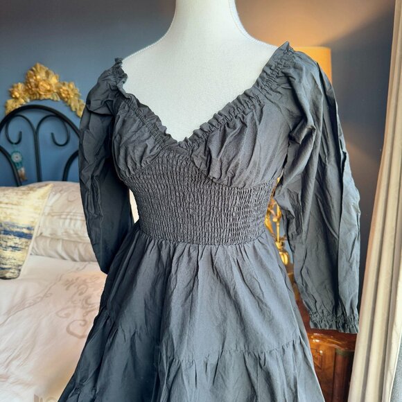 JJ's House Black Ruched Long Sleeved Sweetheart Neckline Mini Party Dress - Picture 3 of 9